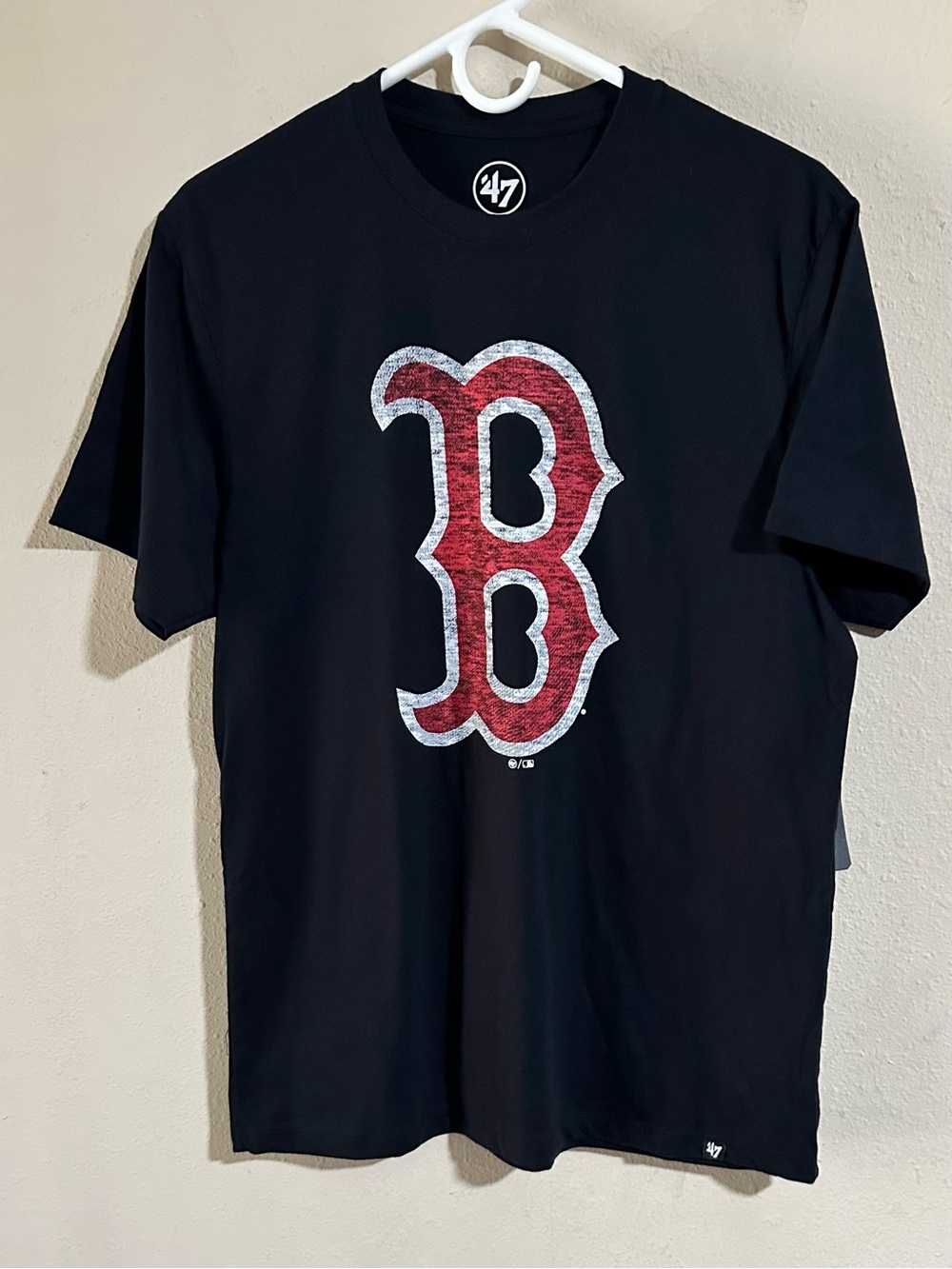47 Brand Black Short-Sleeve Tee with Red & White Boston B Logo